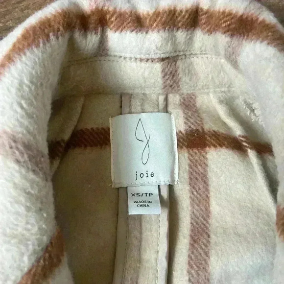 Joie Neutral Plaid Tan Coat Revolve XS - Picture 4 of 5